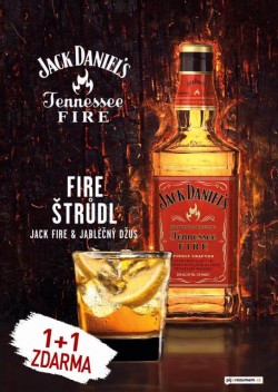 Jack Daniels FIRE štrúdl 35% 1l PROMO SET 4/2022